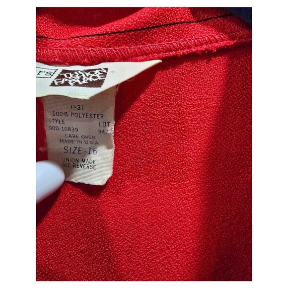 Vintage 1980s Sears“The Fashion Place” Red Striped Shirt Dress – Size 16 (union) - Picture 8 of 16